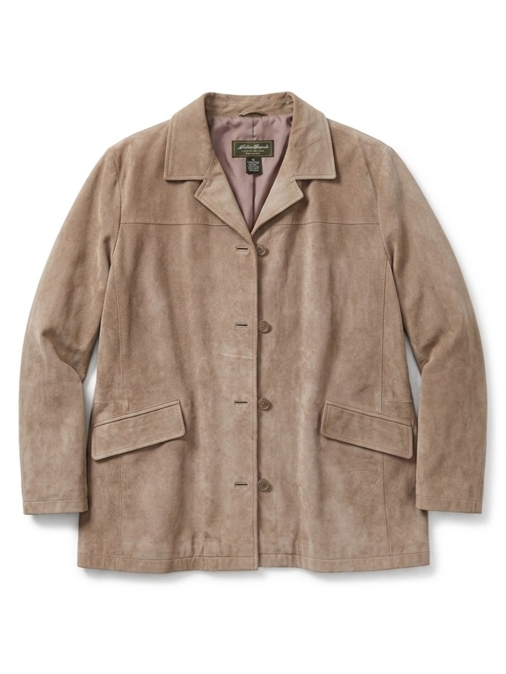 VTG Eddie Bauer Genuine Suede Leather Blazer Jacket Tan XXL Oversized Minimalist